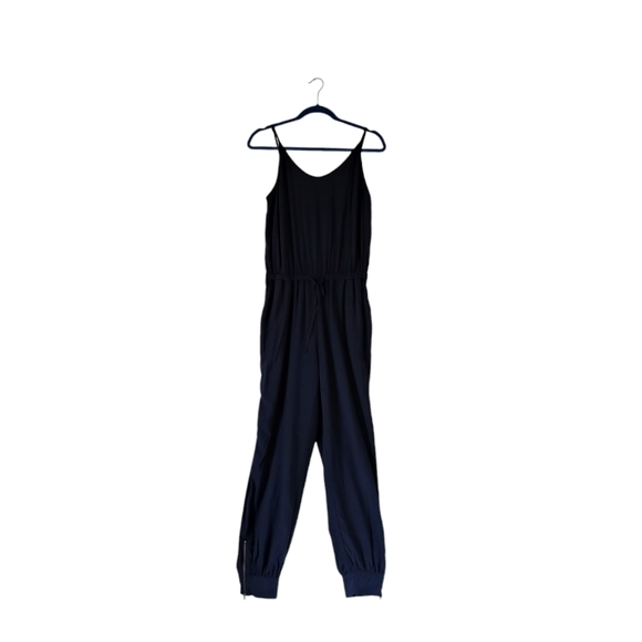 Banana Republic Navy Jumpsuit Pockets Zipper Ankle Tie Waist Size 4 - Picture 2 of 10